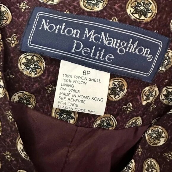 NWT VTG 90's Norton McNaughton Womens Burgundy Wine Blazer Jacket Rayon Sz 6P - Picture 7 of 9
